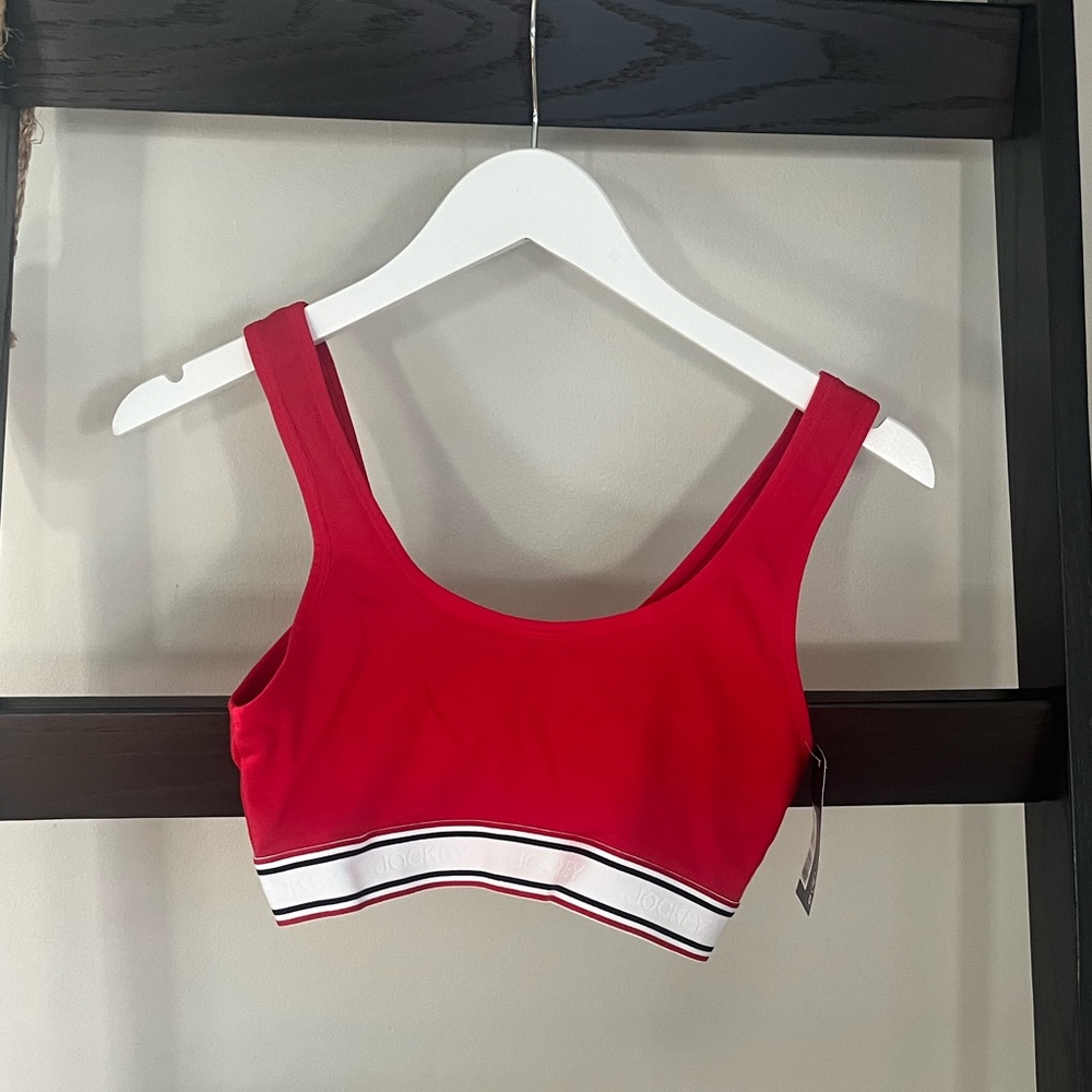Red Jockey striped band sports bralette- medium nwt